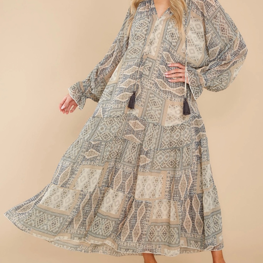 Red Dress Boutique Sage & Tan Maxi Dress